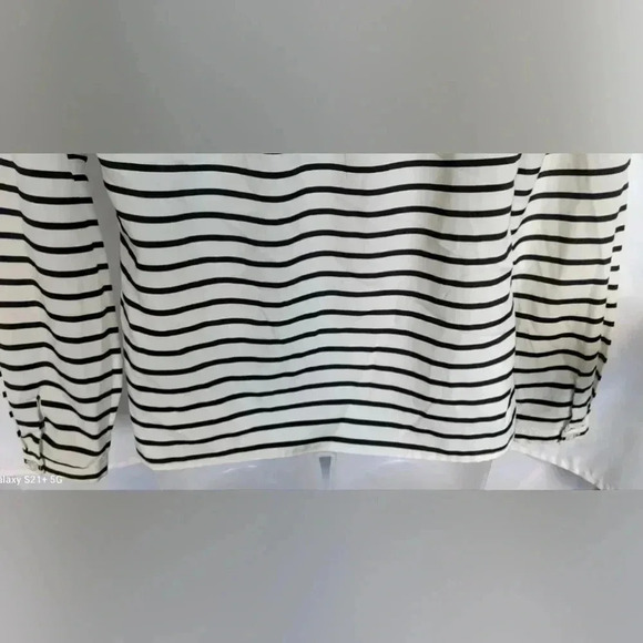 The Limited Extra Small Long Sleeve Black & White Striped Career Blouse - Picture 6 of 9